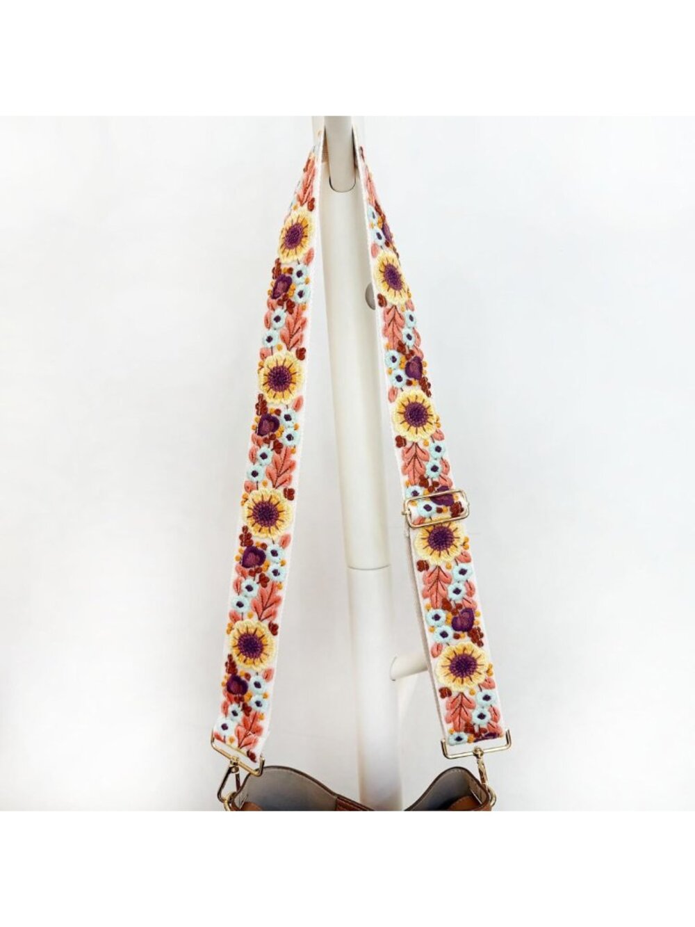 Adjustable Embroidery Flower Crossbody Purse Strap - Wide Shoulder Handbag Strap - Picture 5 of 8